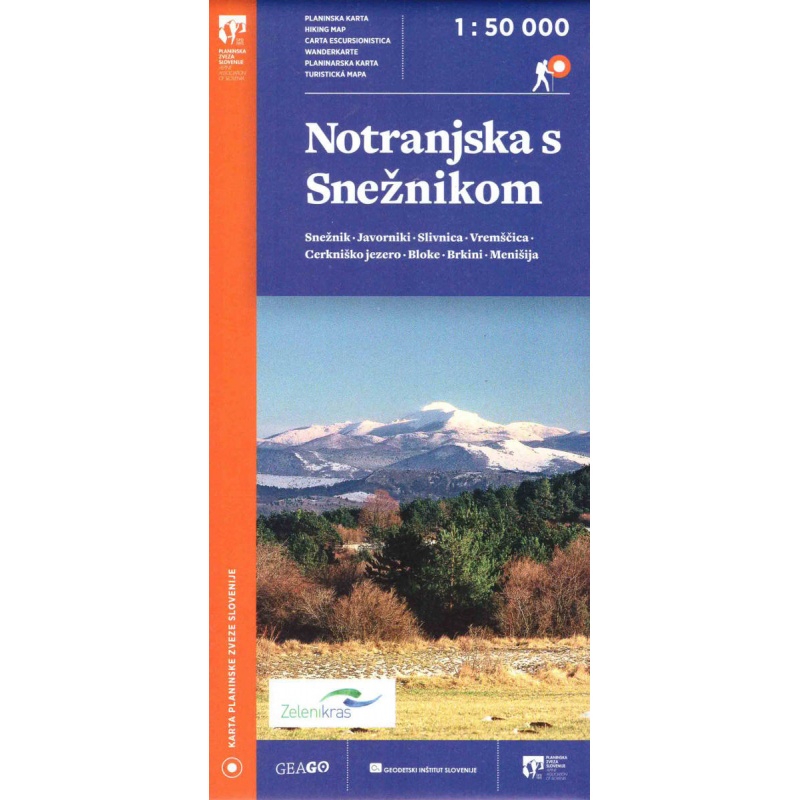 Geodetski Notranjska s Sneznikom Vnitrni Kransko a Sneznik 50 000 turisticka mapa