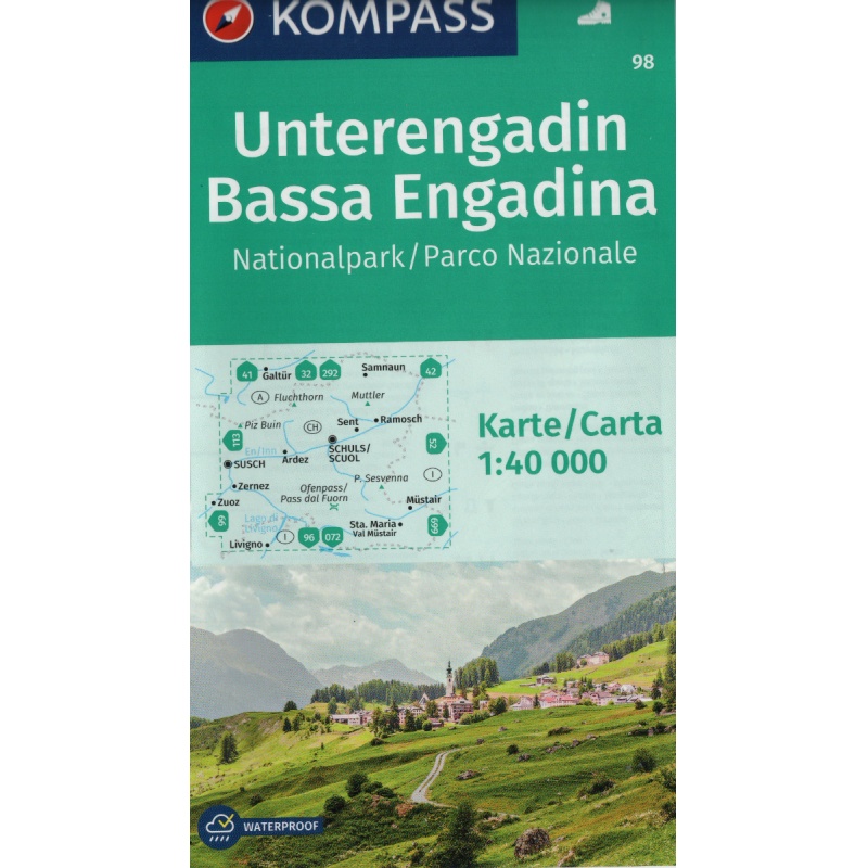 Kompas 98 Unterengadin, Basa Engadina 40 000 turisticka mapa