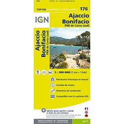 IGN 176 Ajaccio, Bonifacio, Korsika jih 1:100 000 turistická mapa