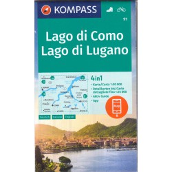 Kompass 91 Lago di Como, Lago di Lugano 1:50 000 turistická mapa