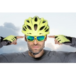 R2 ATR19D Vouk svitive zluta cyklisticke rukavice s kratkymi prsty a gelovymi vyztuhami 3