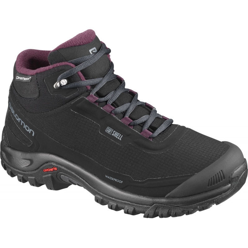 Salomon Shelter CS WP W Black ebony wine tasting 411105 damske zimni nepromokave boty