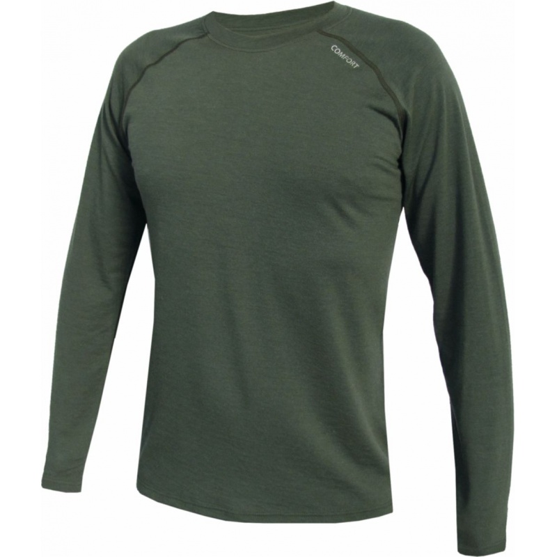 Jitex Ibrak 901 Ts tmave khaki panske triko dlouhy rukav Merino vlna