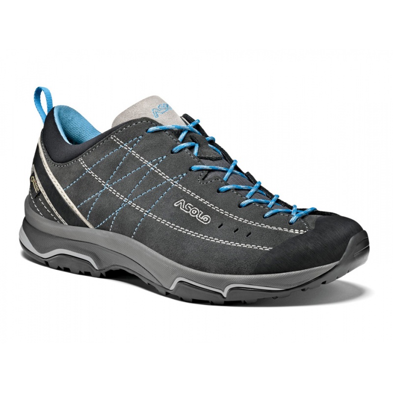 Asolo Nucleon GV ML GTX graphite silver cyan blue damske nizke nepromokave kozene boty