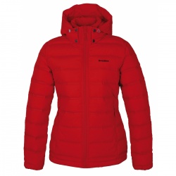 Husky Donnie L cervena damska zimni perova bunda s odepinaci kapucou2