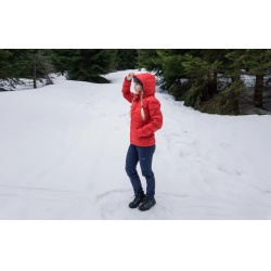 Husky Donnie L cervena damska zimni perova bunda s odepinaci kapucou 9