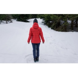 Husky Donnie L cervena damska zimni perova bunda s odepinaci kapucou 10