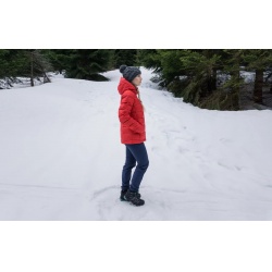 Husky Donnie L cervena damska zimni perova bunda s odepinaci kapucou 11