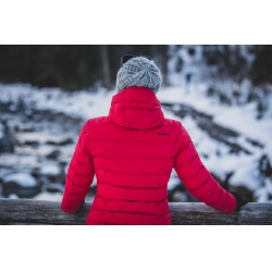 Husky Donnie L cervena damska zimni perova bunda s odepinaci kapucou 12