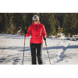 Husky Donnie L cervena damska zimni perova bunda s odepinaci kapucou 13