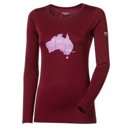 Progres Magara svestka damske triko dlouhy rukav 100% merino vlna