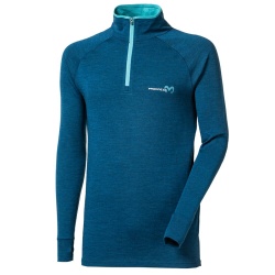 Progres MB TRZ petrol sv. modra pansky termo rolak s kratkym zipem bambus merino vlna